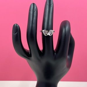 Beautiful Sterling Silver 925 Plated Masquerade Mask Rink With Crystals